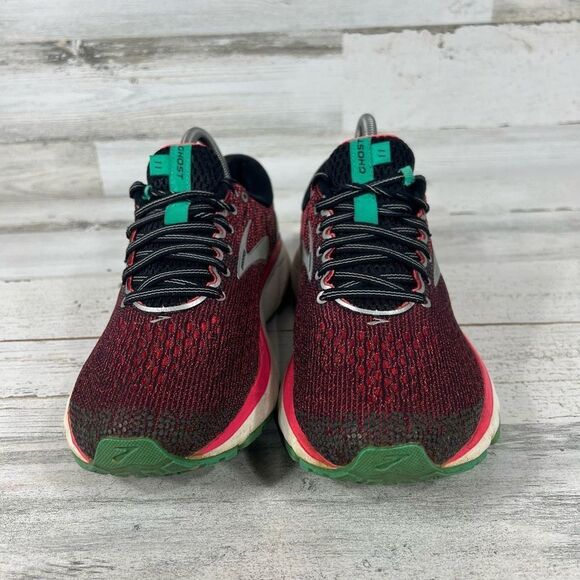 Brooks Womens Ghost 11 Lace Up Mesh Low Top Running Shoes Coral Pink Black Sz 9 - Picture 4 of 8